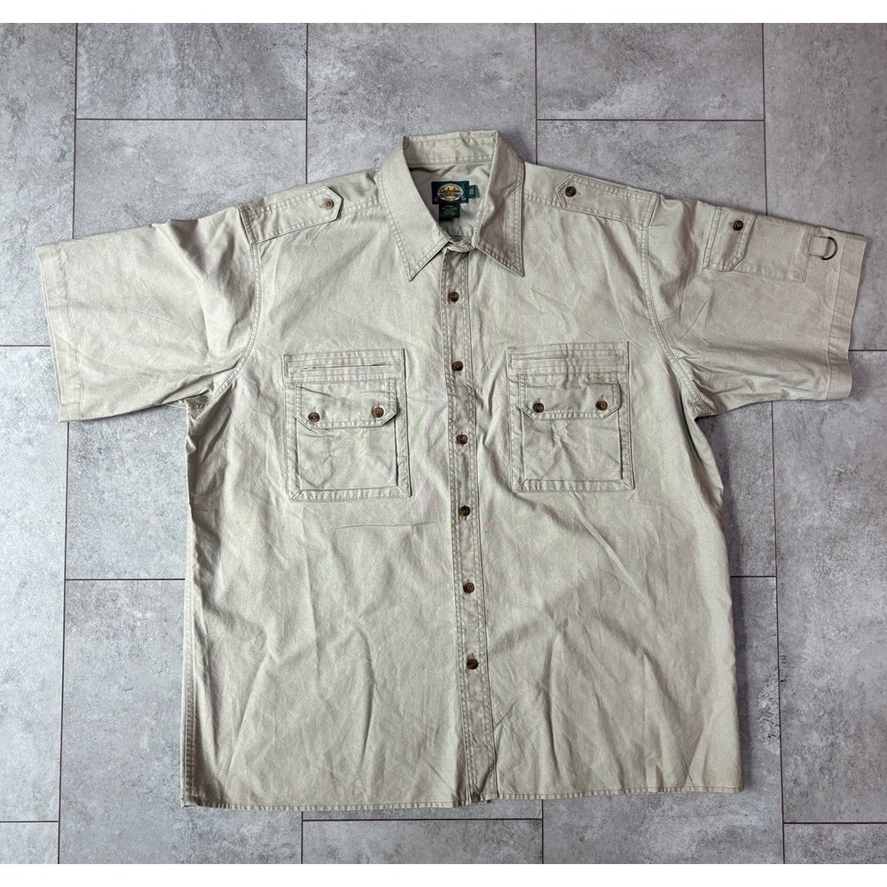 Cabela's Men's 2XL Heavy Canvas Utility Shirt Short Sleeve Multi Pocket Workwear